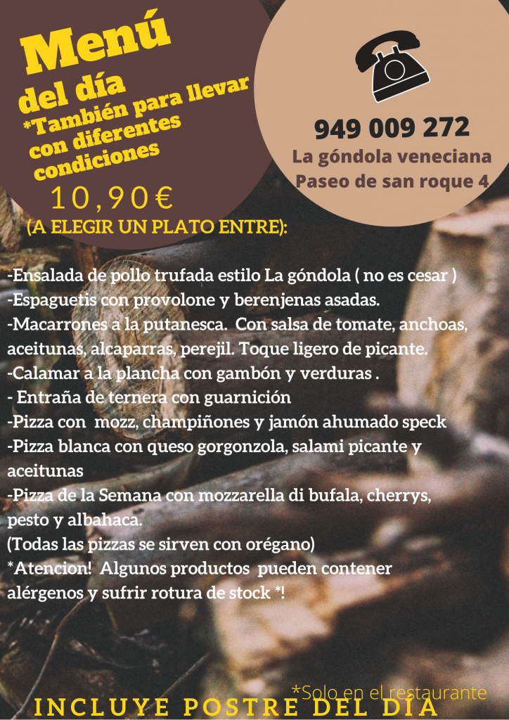 MenuTakeaway81 La Góndola Veneciana Restaurante en Guadalajara.